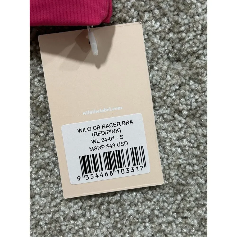 NEW Wilo The‎ Label Color Block Racer Back Sports Bra Pink/Red